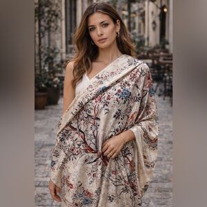 Vintage Chinoiserie Bird & Floral Scarf